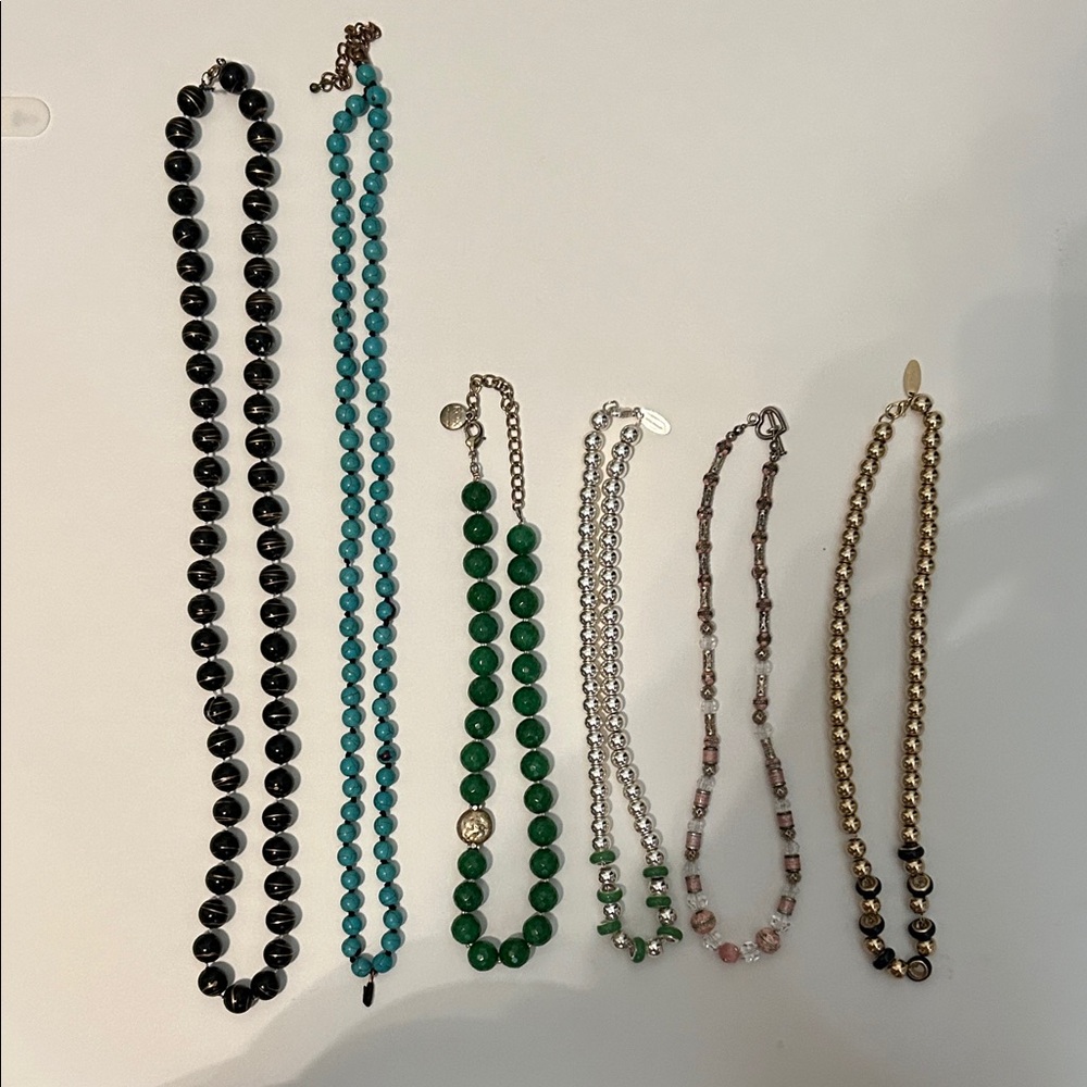 Bundle of Elegant Multi-Color Beaded Necklaces